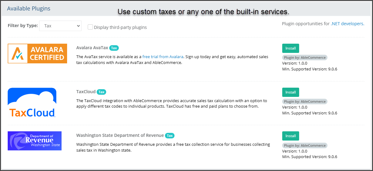 Tax Plugins