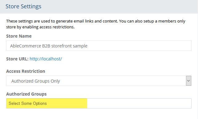 image showing the configuration of a B2B estore configuration