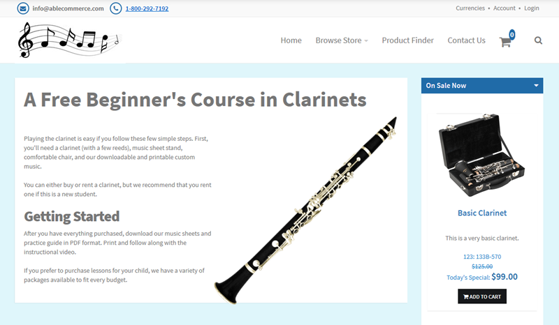 image showing free content and clarinet