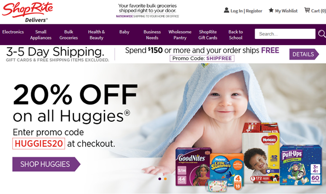 image of customer home page at shoprite.com